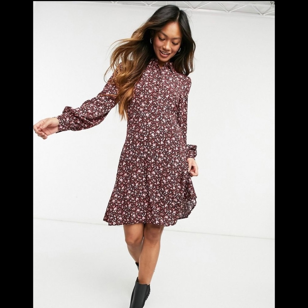 & Other Stories Long Sleeve Floral Mini Dress